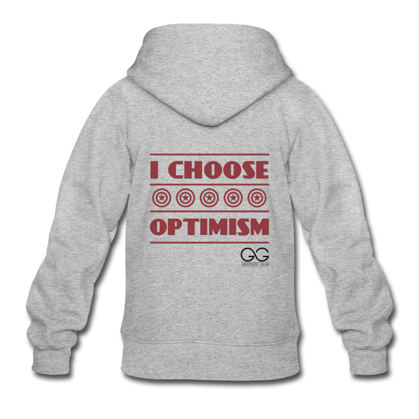 I choose optimism  Zip Hoodie - heather gray