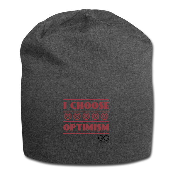 I choose optimism Jersey Beanie - charcoal gray