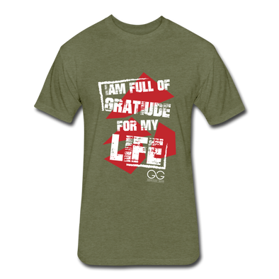Fitted Cotton/Poly T-Shirt by Next LevelI AM FULL OF GRATITUDE - heather military green