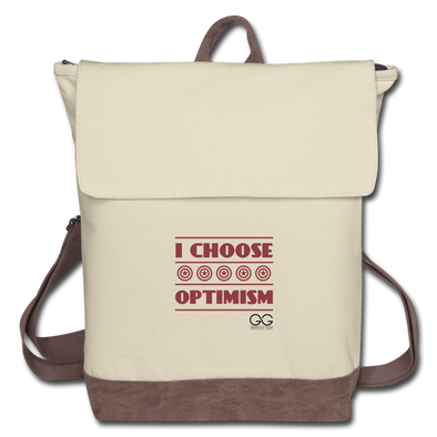 I choose optimism Canvas Backpack - ivory/brown