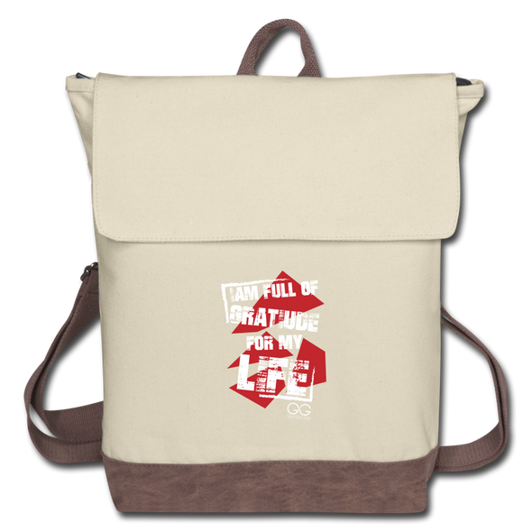 Canvas Backpack - ivory/brown