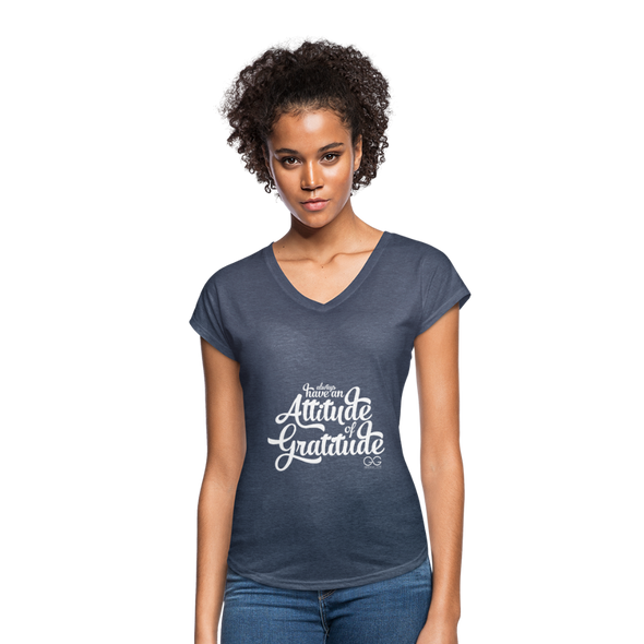 Women's Tri-Blend V-Neck T-Shirt - navy heather