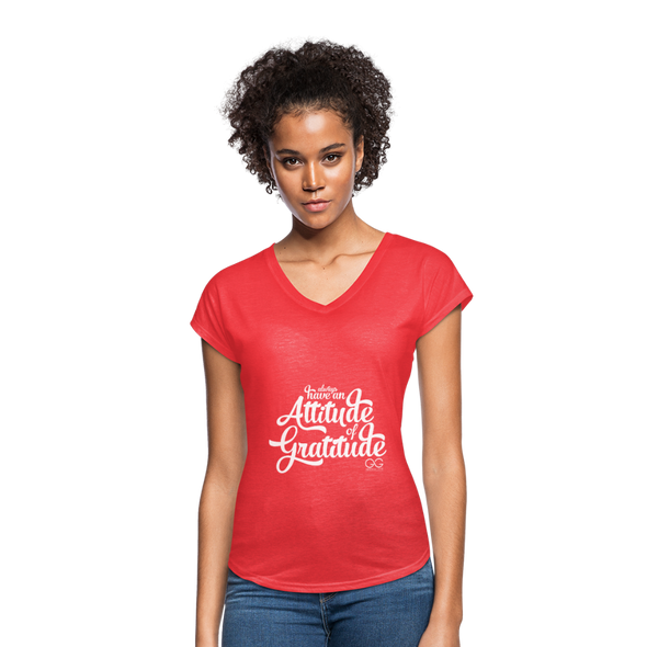 Women's Tri-Blend V-Neck T-Shirt - heather red