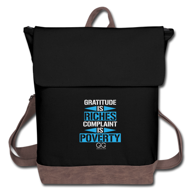 Gratitude is riches complaint is poverty Canvas Backpack - black/brown