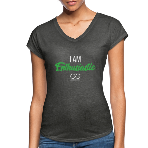 I am enthusiastic Women's Tri-Blend V-Neck T-Shirt - deep heather