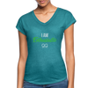 I am enthusiastic Women's Tri-Blend V-Neck T-Shirt - heather turquoise