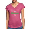 I am enthusiastic Women's Tri-Blend V-Neck T-Shirt - heather raspberry