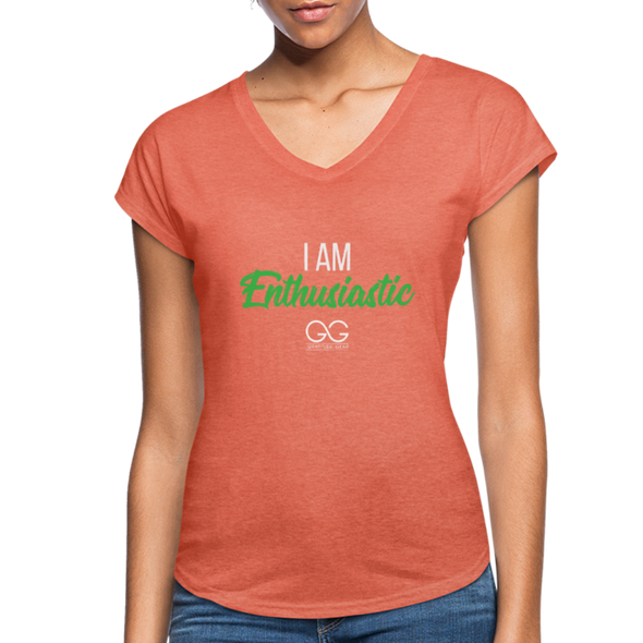 I am enthusiastic Women's Tri-Blend V-Neck T-Shirt - heather bronze