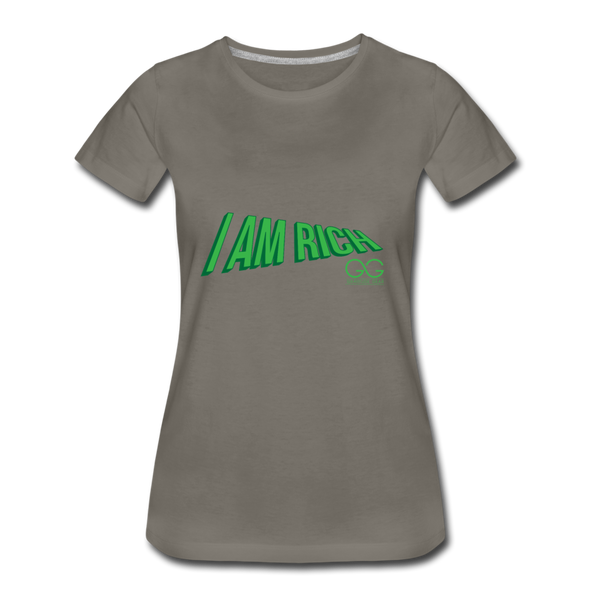 Women’s Premium T-Shirt  I AM RICH. - asphalt gray