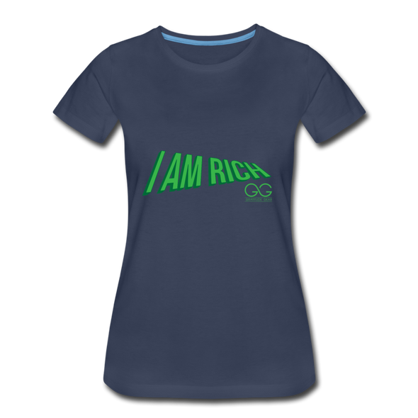 Women’s Premium T-Shirt  I AM RICH. - navy