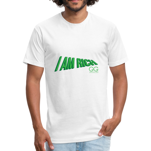 Fitted Cotton/Poly T-Shirt by Next Level  I AM RICH. - white