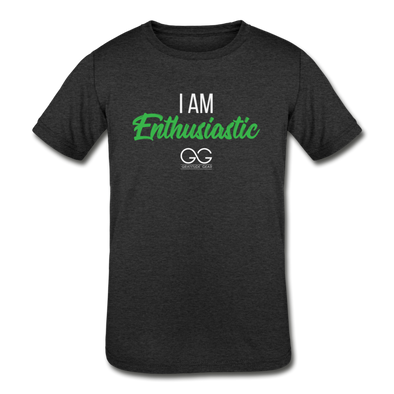 I am enthusiastic Kids' Tri-Blend T-Shirt - heather black