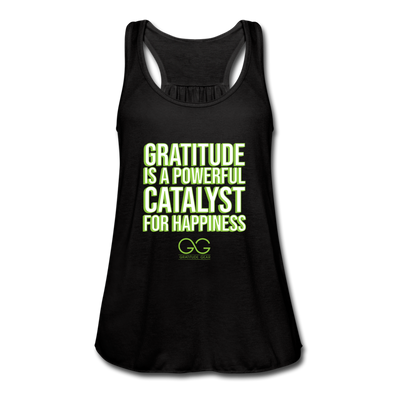 Women's Flowy Tank Top by Bella GRATITUDE IS A POWERFUL CATALYST FOR HAPPINESS - black