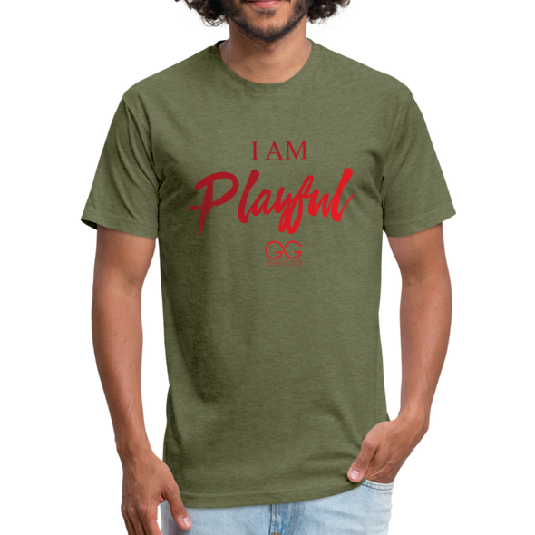 I am powerful super comfortable Fitted Cotton/Poly T-Shirt by Next Level - heather military green