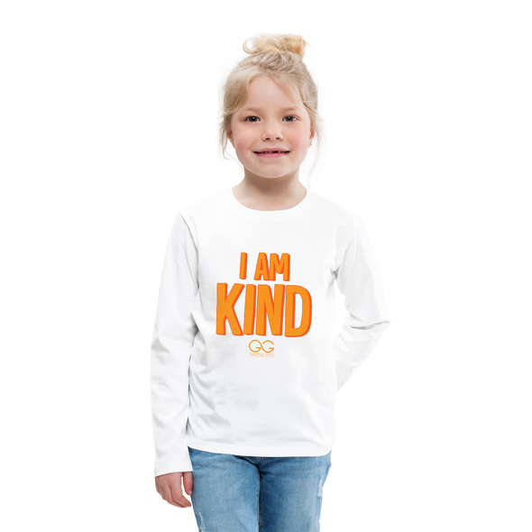 I AM KIND Kids' Premium Long Sleeve T-Shirt - white