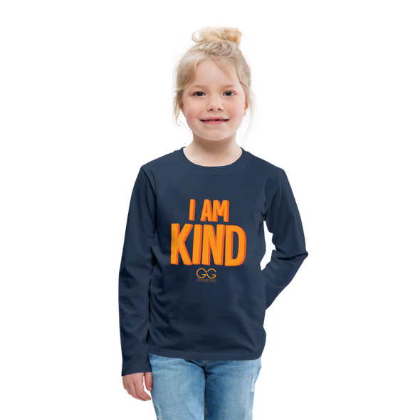I AM KIND Kids' Premium Long Sleeve T-Shirt - navy