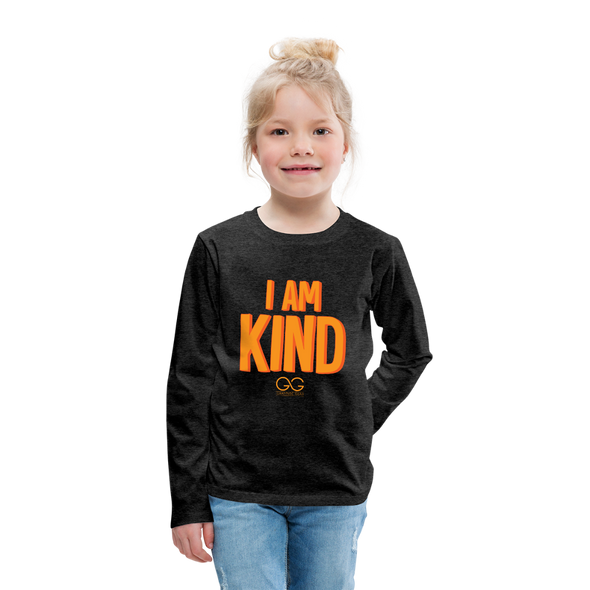 I AM KIND Kids' Premium Long Sleeve T-Shirt - charcoal gray