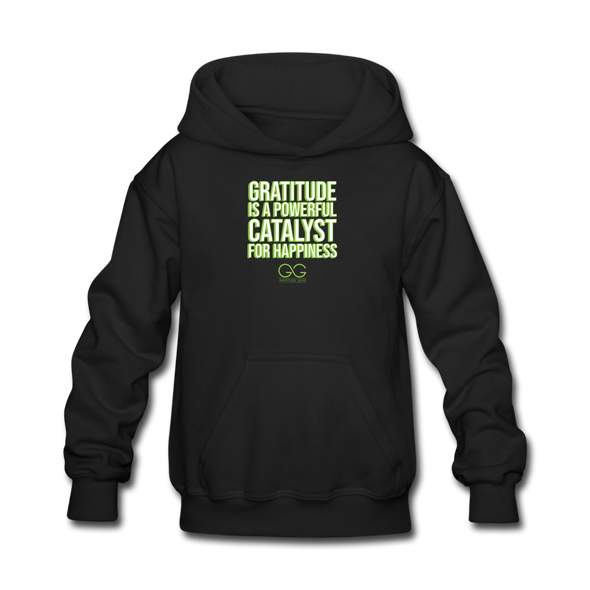 Kids' Hoodie GRATITUDE IS A POWERFUL CATALYST FOR HAPPINESS - black