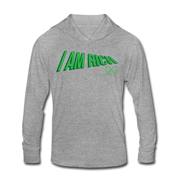 Unisex Tri-Blend Hoodie Shirt  I AM RICH. - heather gray