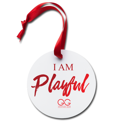 I Am Playful Holiday Ornament - white