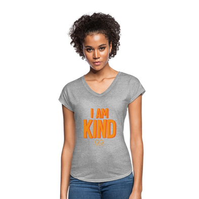 I am kind  Women's Tri-Blend V-Neck T-Shirt - heather gray