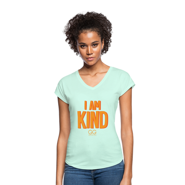 I am kind  Women's Tri-Blend V-Neck T-Shirt - mint