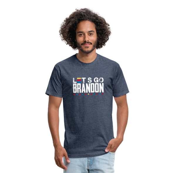 Lets Go Brandon Fitted Cotton-Poly T-Shirt - heather navy
