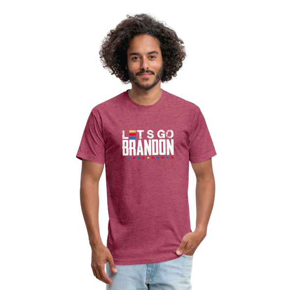 Lets Go Brandon Fitted Cotton-Poly T-Shirt - heather burgundy