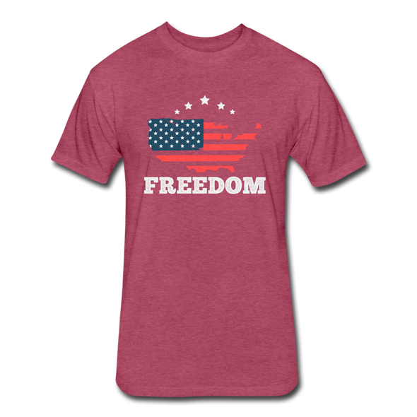 FREEDOM Fitted Cotton-Poly T-Shirt - heather burgundy