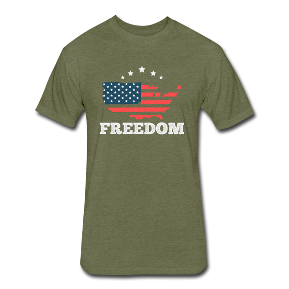 FREEDOM Fitted Cotton-Poly T-Shirt - heather military green